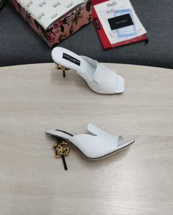 DolGa Lguana-Print Mules White For Women DG Shoes