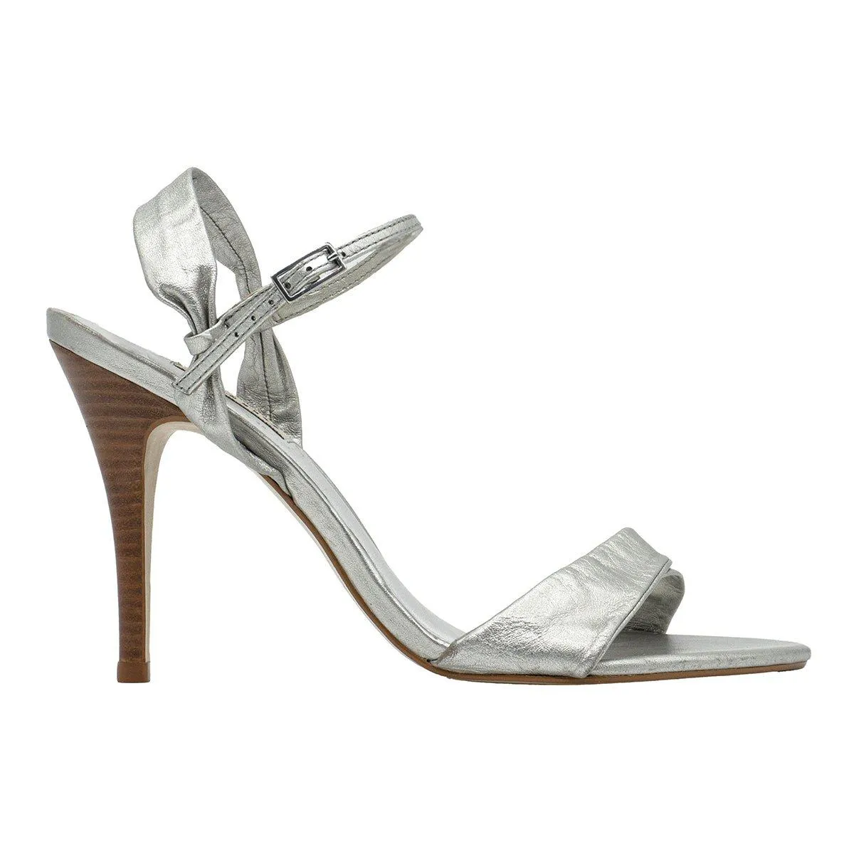 Dune Strap High-Heel Sandals Leather Silver Colour For Women