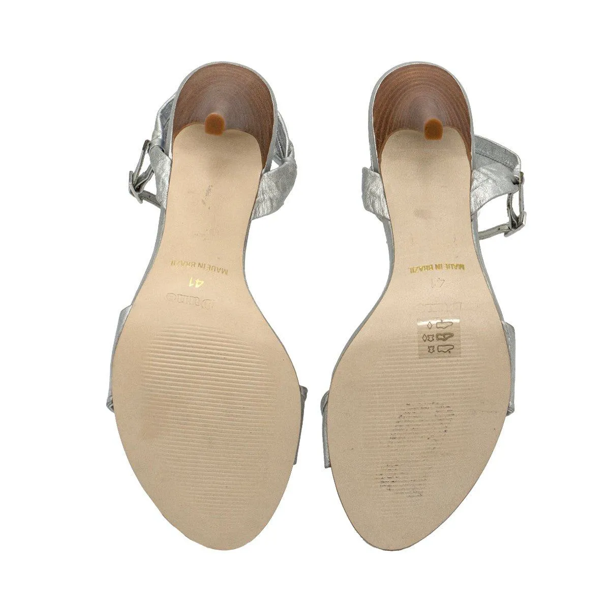 Dune Strap High-Heel Sandals Leather Silver Colour For Women