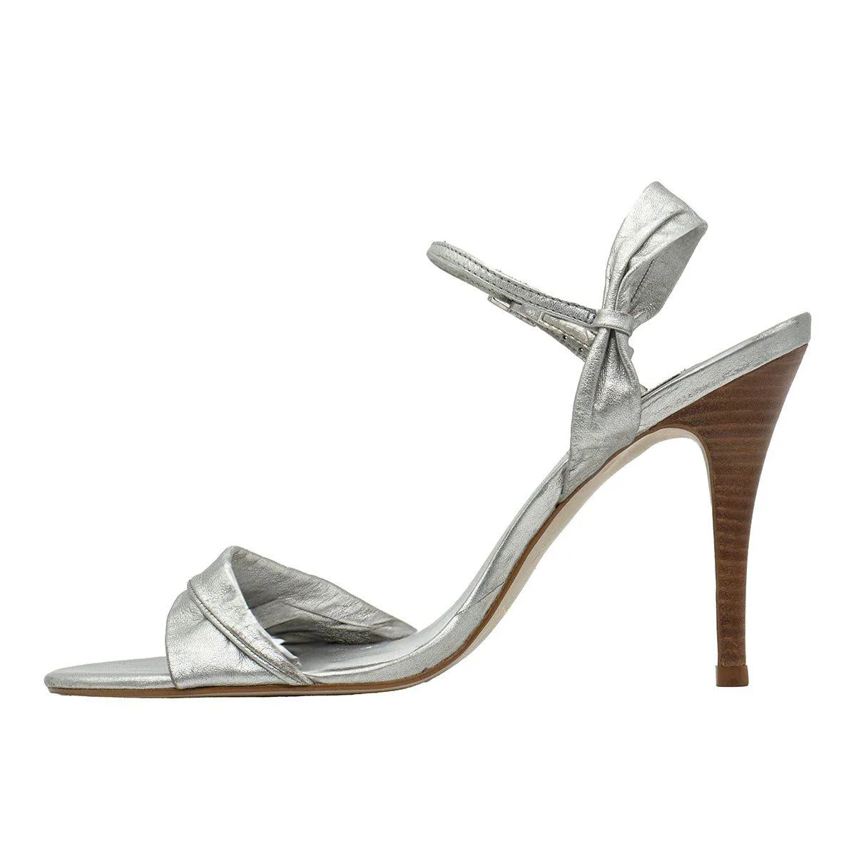 Dune Strap High-Heel Sandals Leather Silver Colour For Women