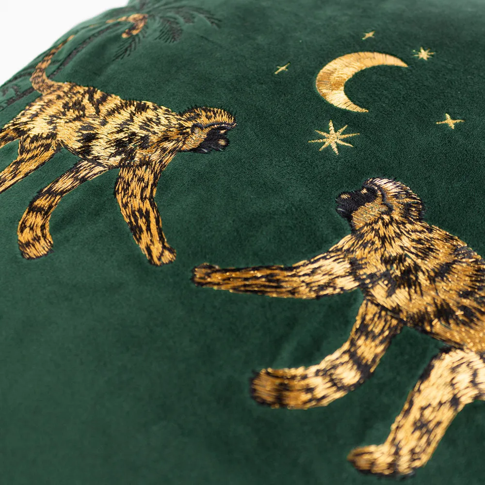 Dusk Monkey Cushion Emerald
