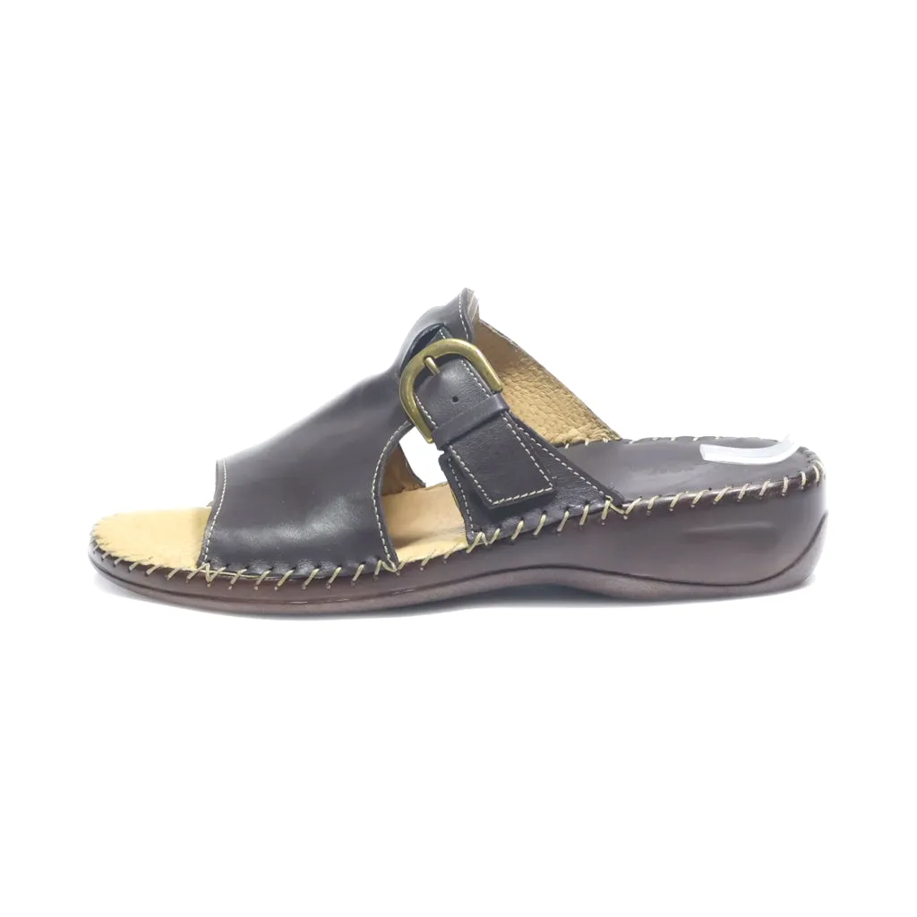 Easy Street Flat Sandals Leather Brown Colour For Women