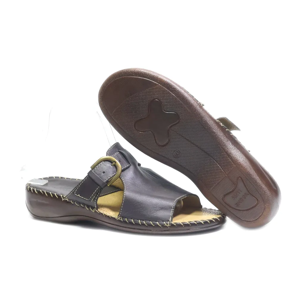 Easy Street Flat Sandals Leather Brown Colour For Women