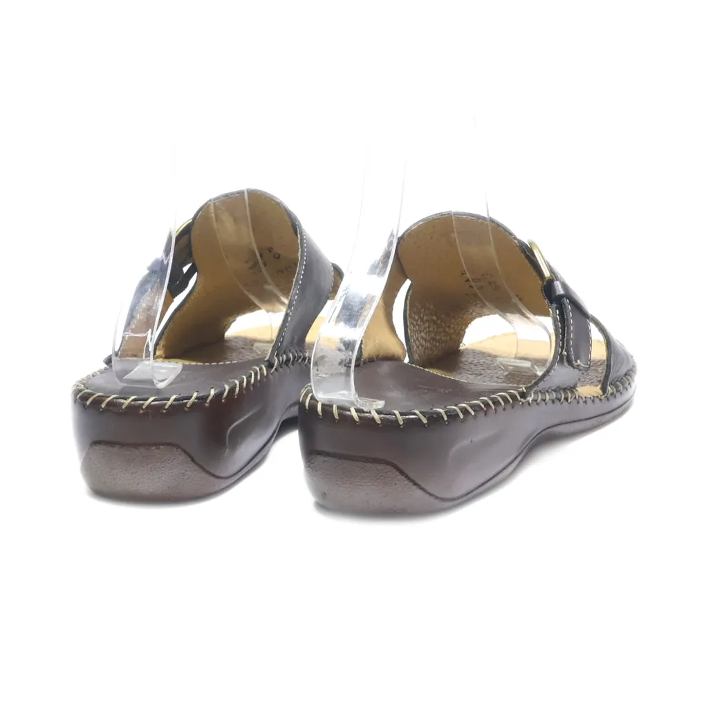 Easy Street Flat Sandals Leather Brown Colour For Women