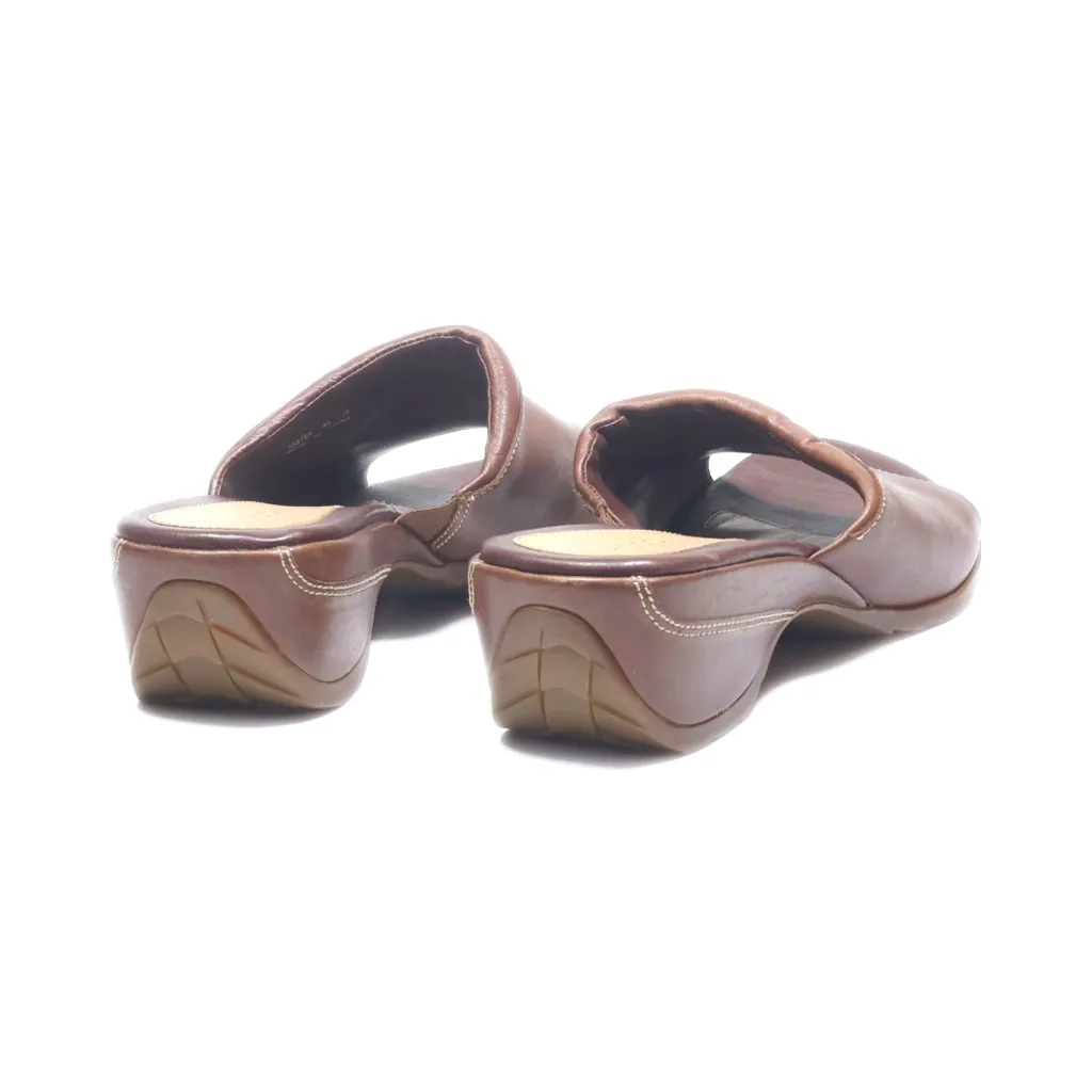 Ecco Flat Sandals Leather Brown Colour For Women