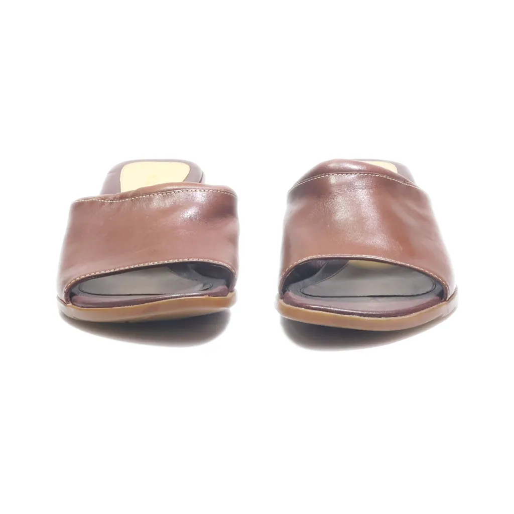 Ecco Flat Sandals Leather Brown Colour For Women