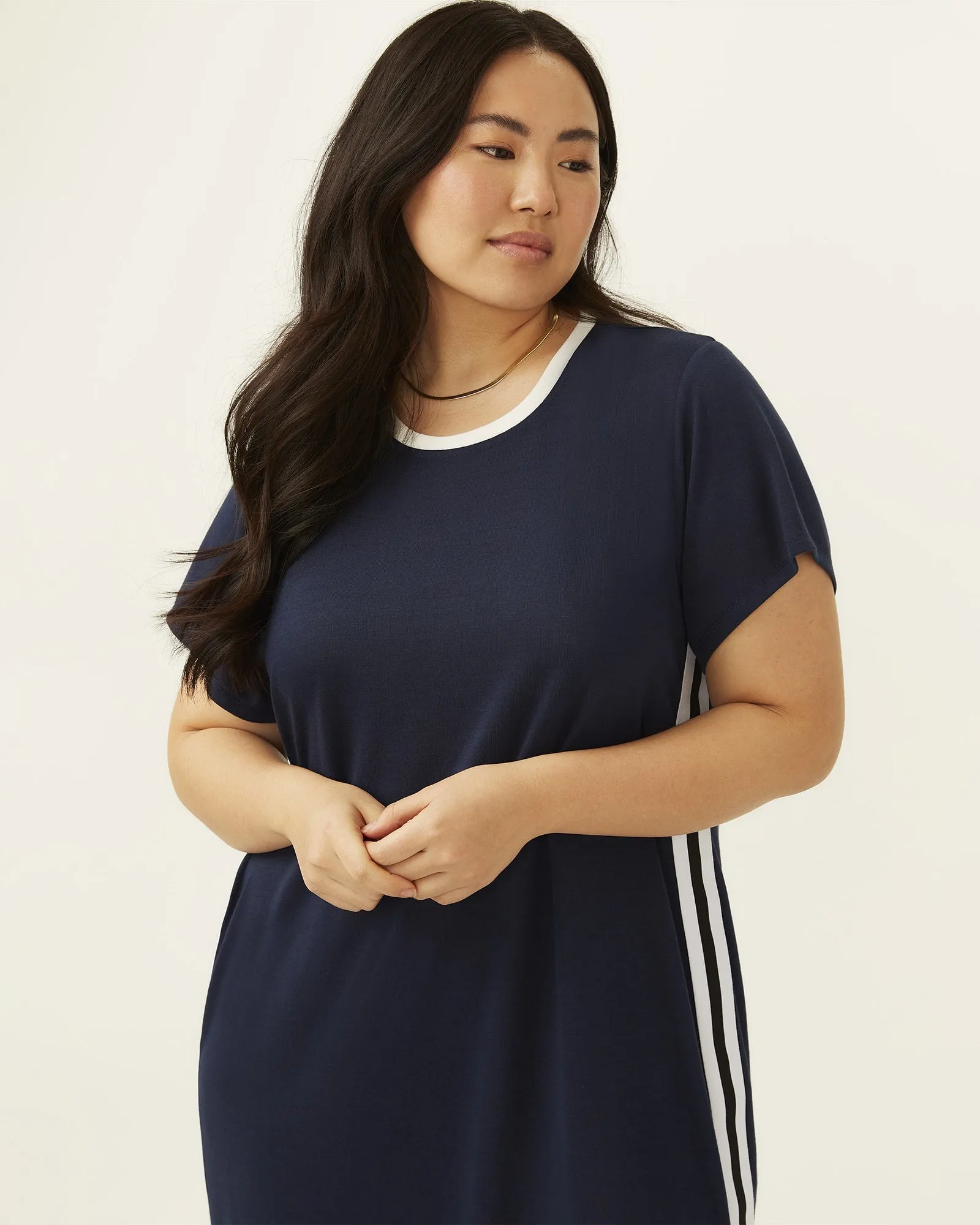 Eloise Sporty Stripe T-Shirt Dress | Navy