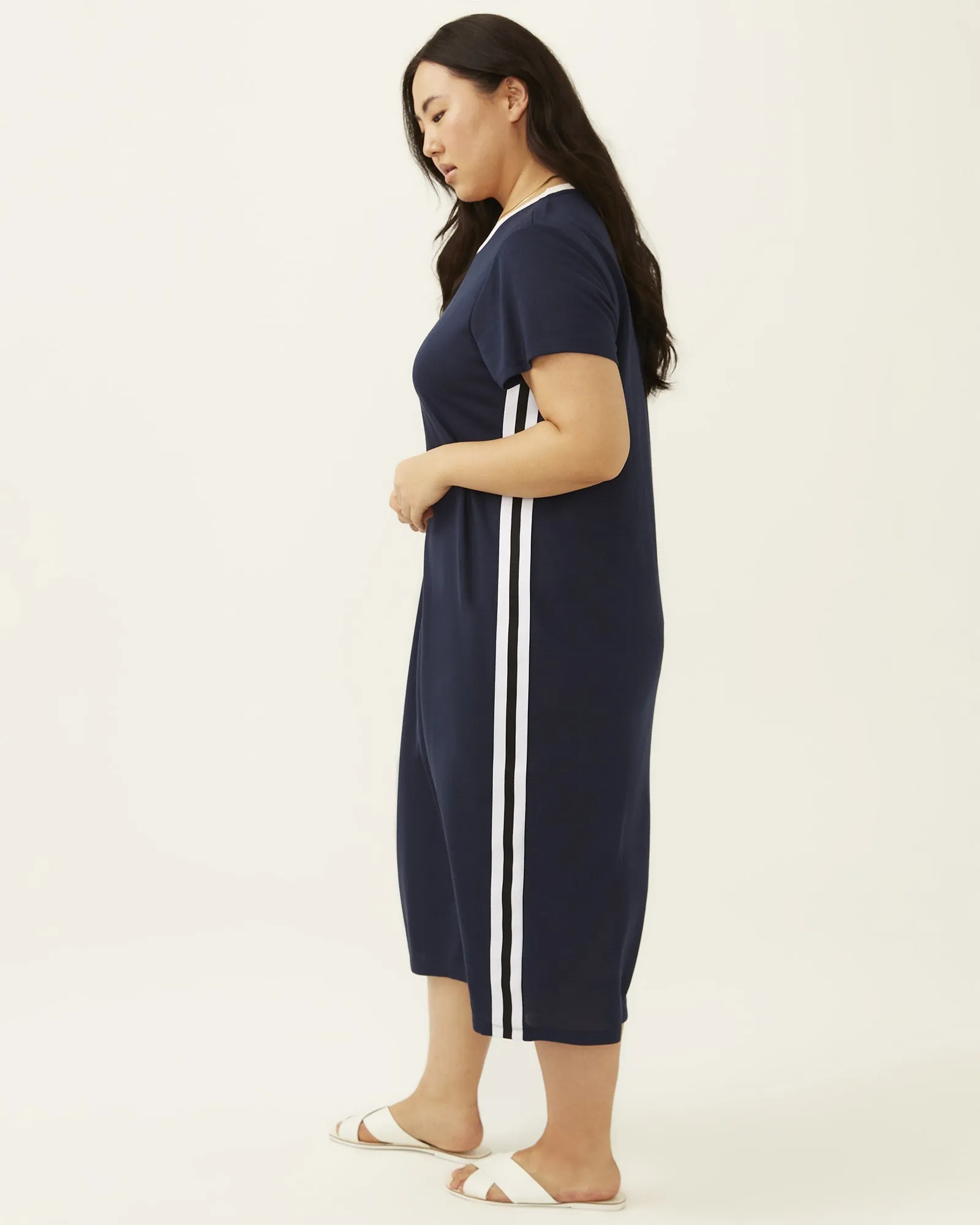 Eloise Sporty Stripe T-Shirt Dress | Navy