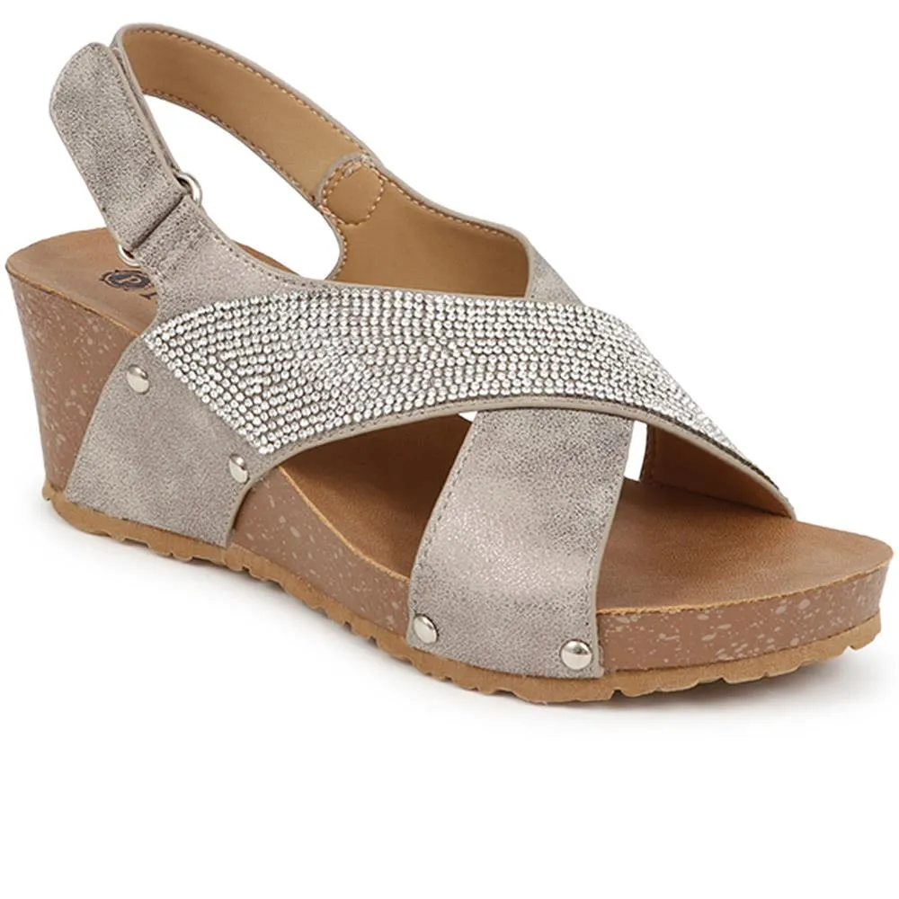 Embellished Wedge Heeled Sandals  - BAIZH39094 / 325 622