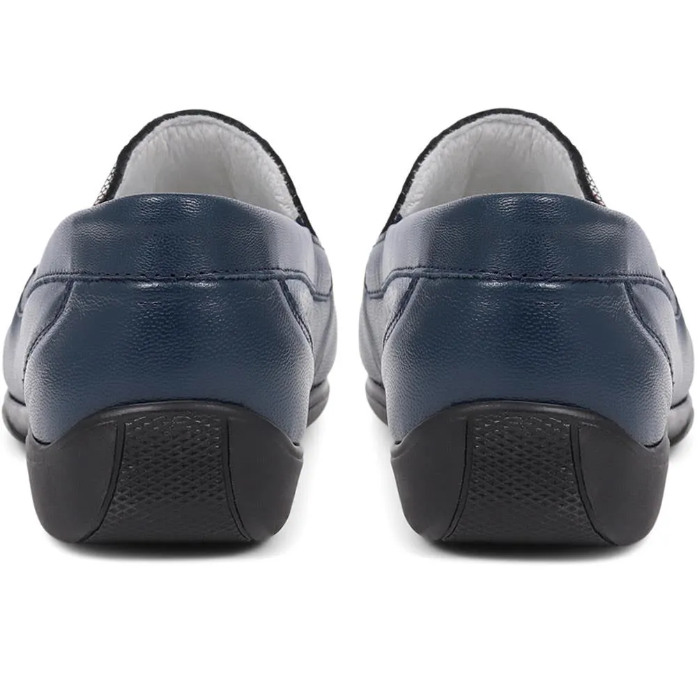 Embroided Panel Leather Loafers - CONT39001 / 325 241