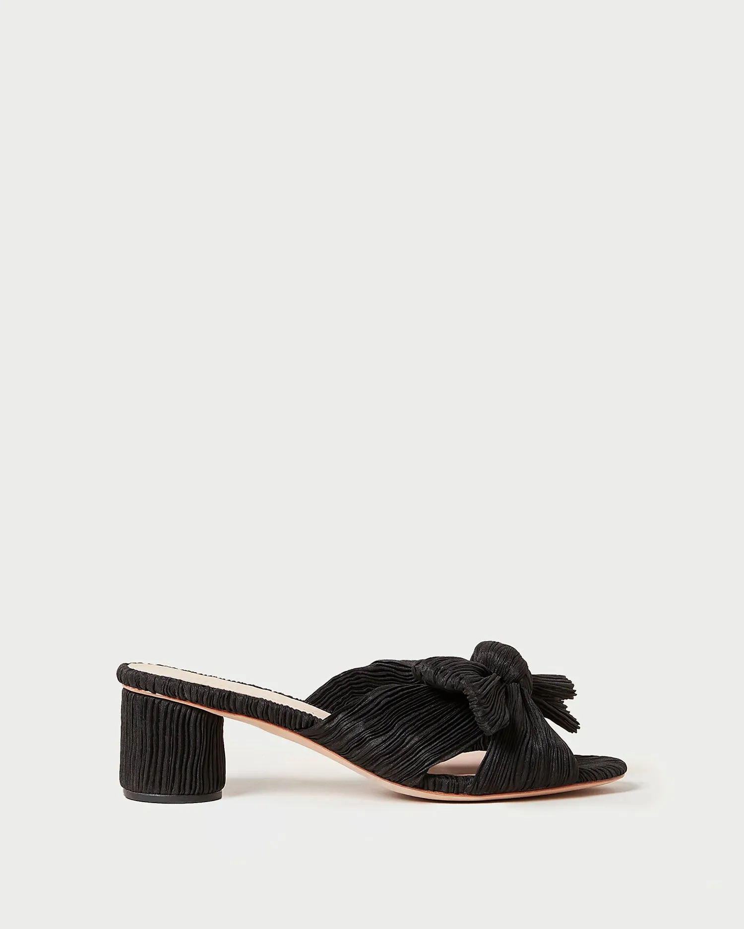 Emilia Black Pleated Bow Heel