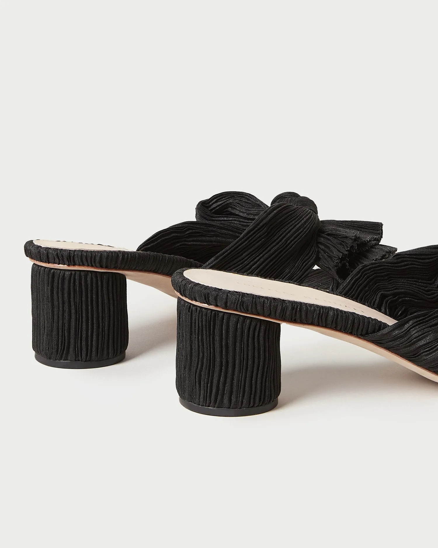 Emilia Black Pleated Bow Heel