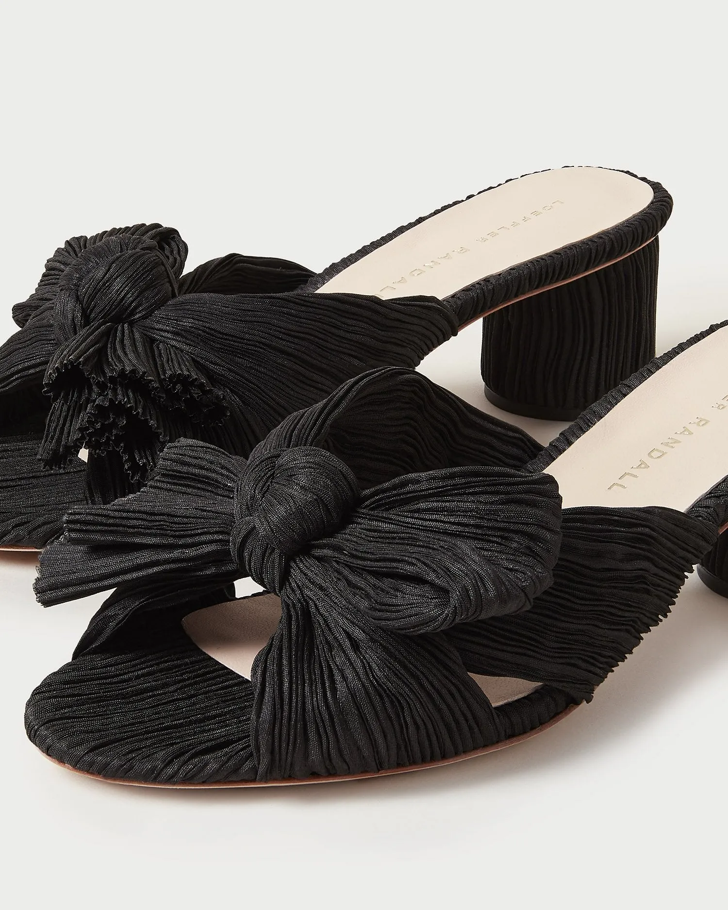 Emilia Black Pleated Bow Heel