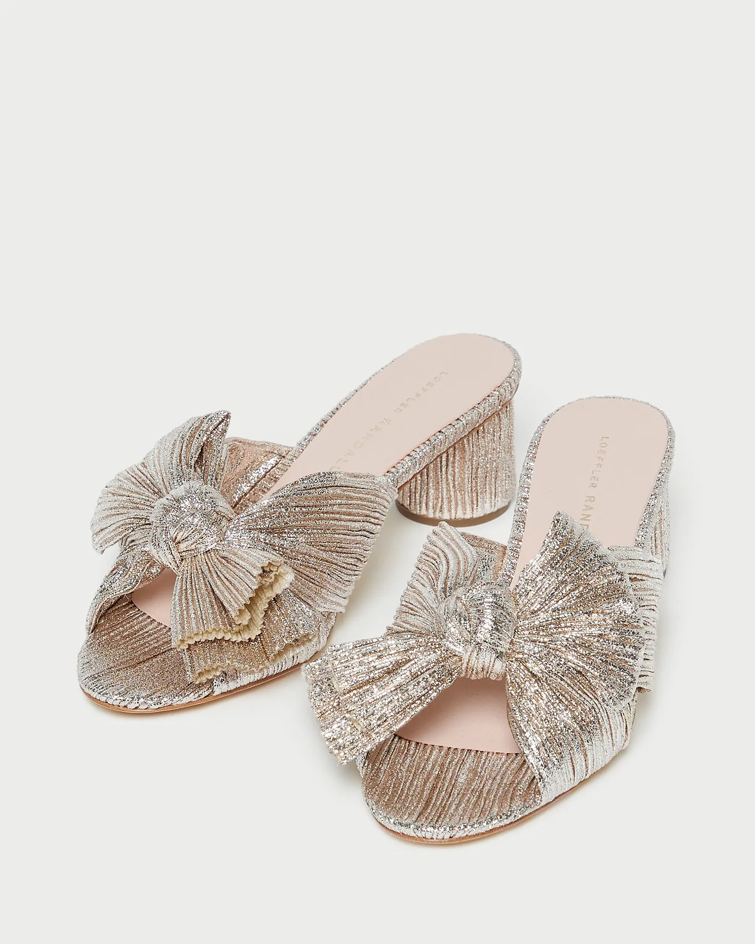 Emilia Champagne Pleated Bow Heel