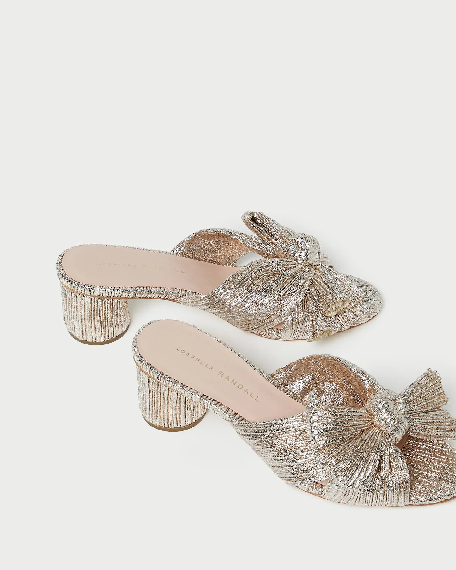 Emilia Champagne Pleated Bow Heel