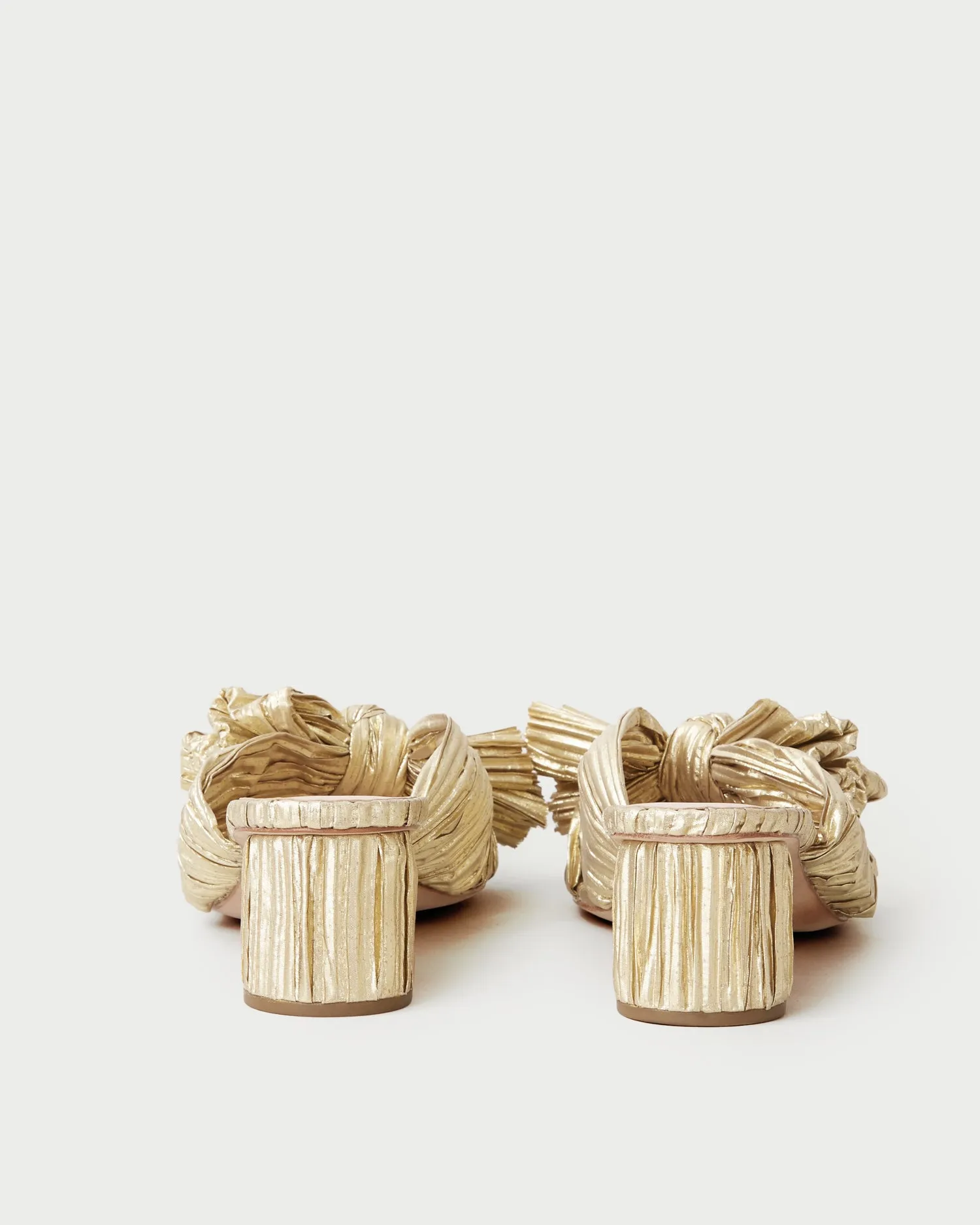 Emilia Gold Pleated Bow Heel