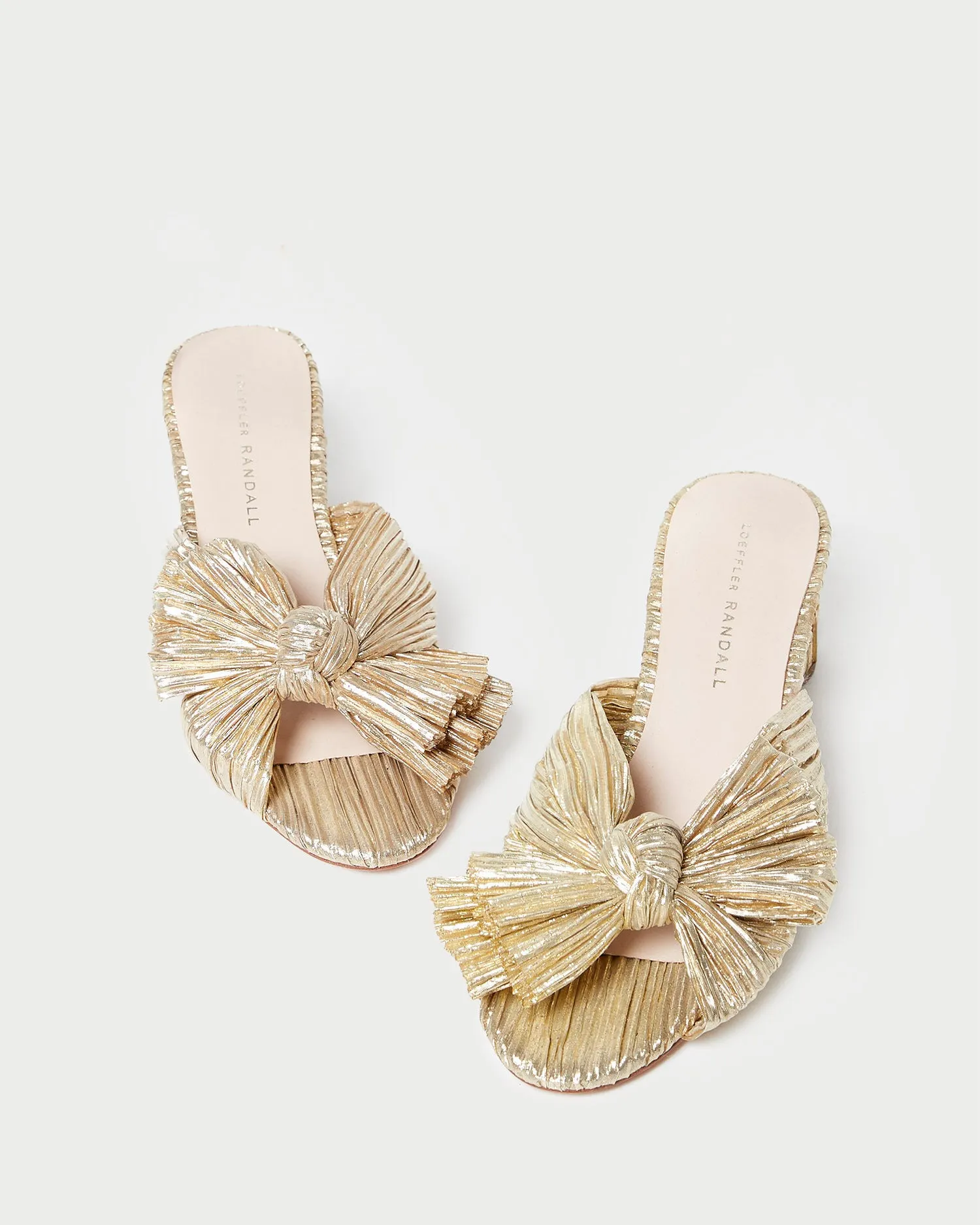 Emilia Gold Pleated Bow Heel