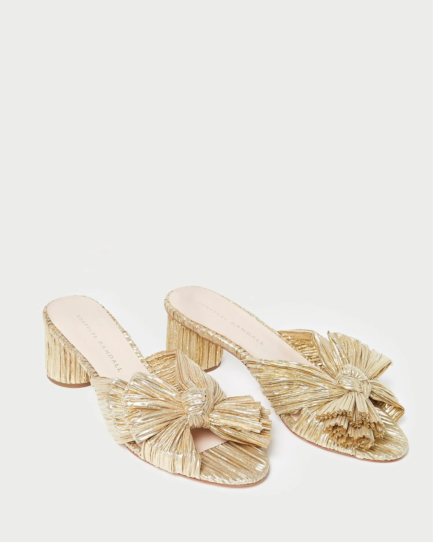 Emilia Gold Pleated Bow Heel