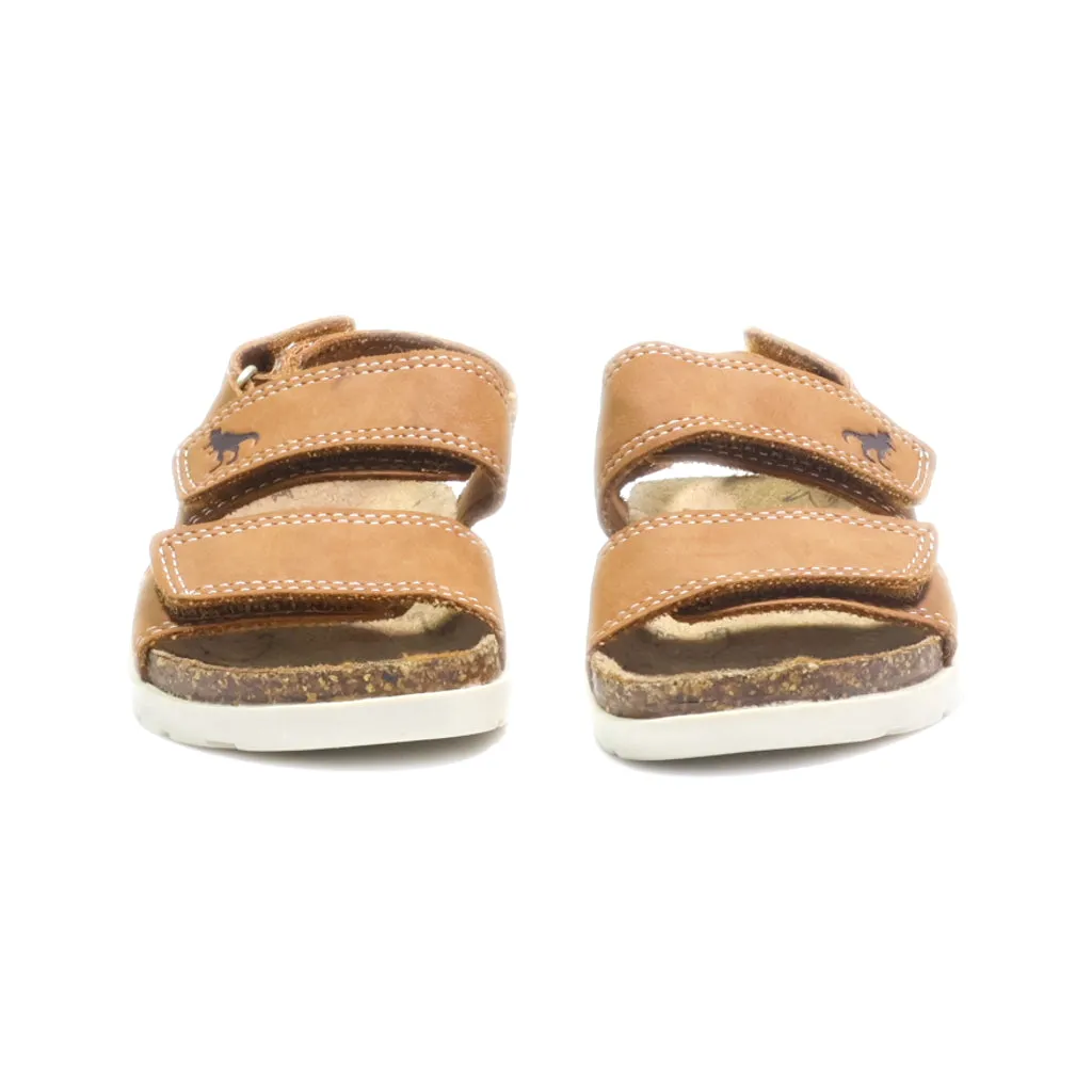 F&F Flat Sandals Leather Brown Colour For Kids
