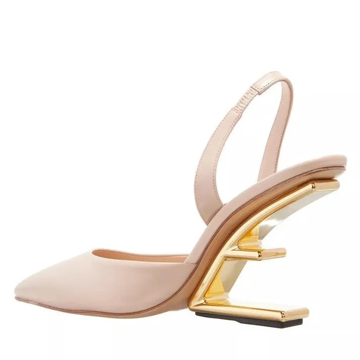 Fendi High-Heeled Sandals In Light Beige Leather