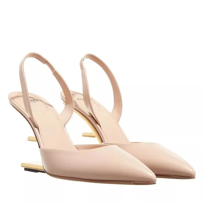 Fendi High-Heeled Sandals In Light Beige Leather