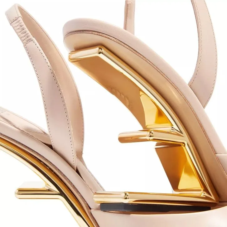 Fendi High-Heeled Sandals In Light Beige Leather