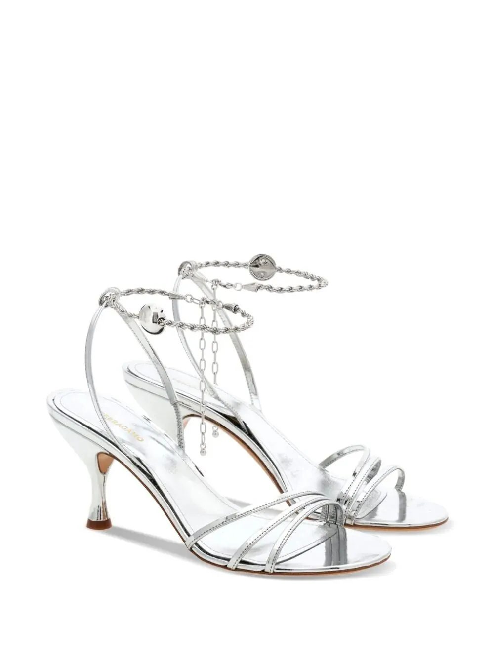 Ferragamo Chain Strap Sandals with Leather Footbed - Width C