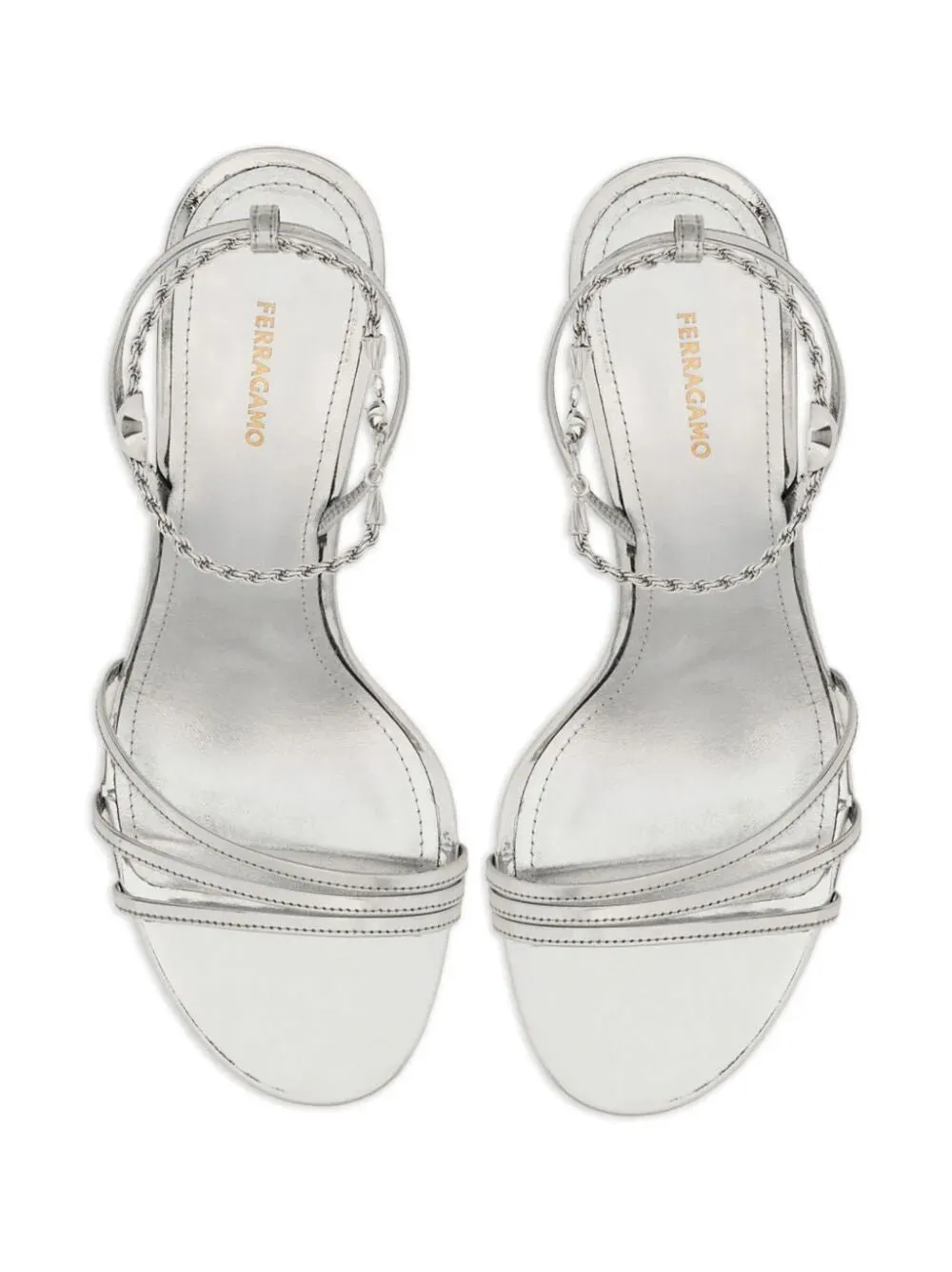 Ferragamo Chain Strap Sandals with Leather Footbed - Width C