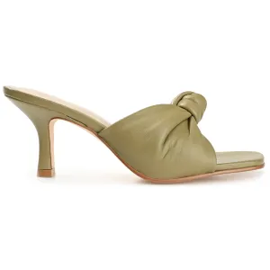 FINLEE STILETTO HEEL MULES IN LEATHER