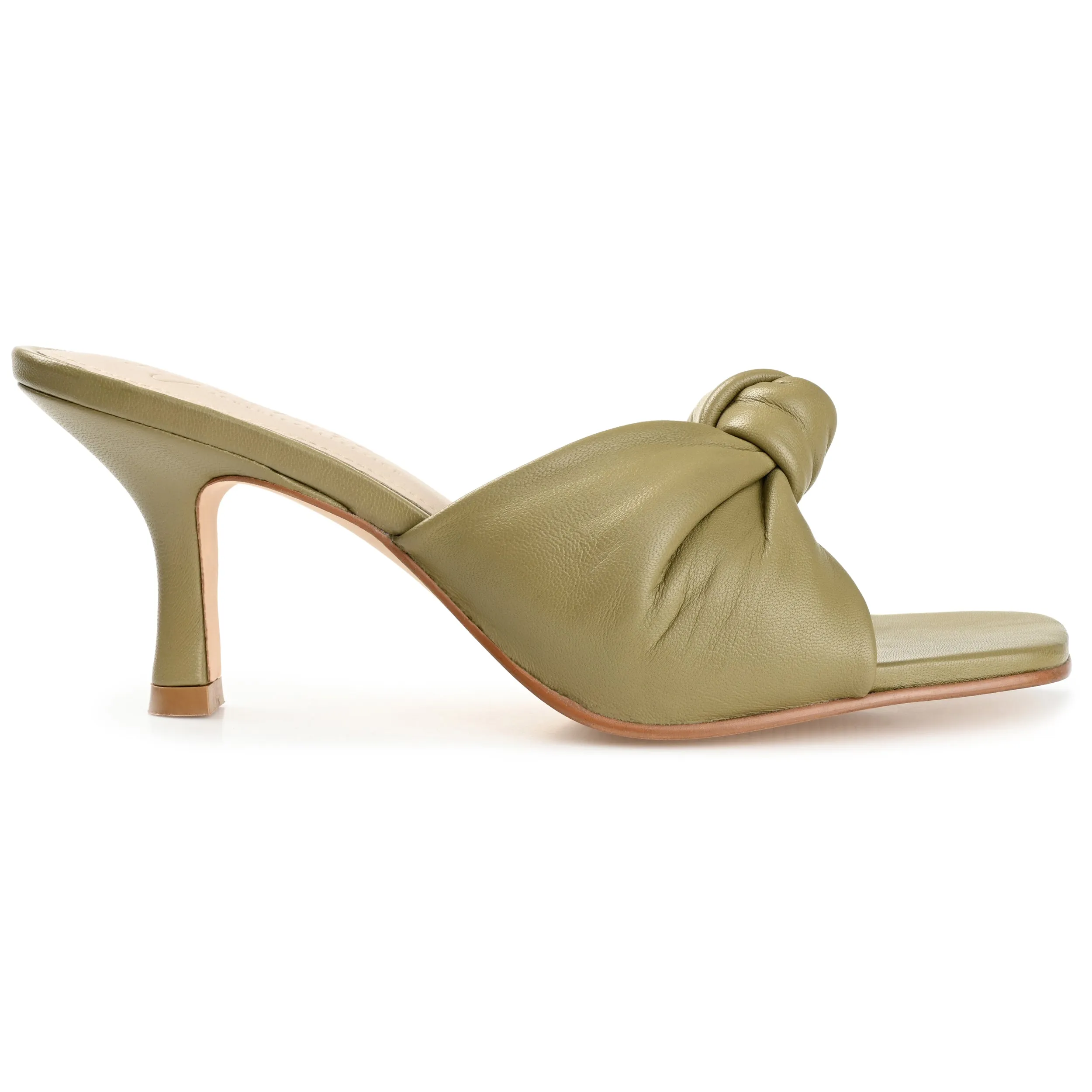 FINLEE STILETTO HEEL MULES IN LEATHER