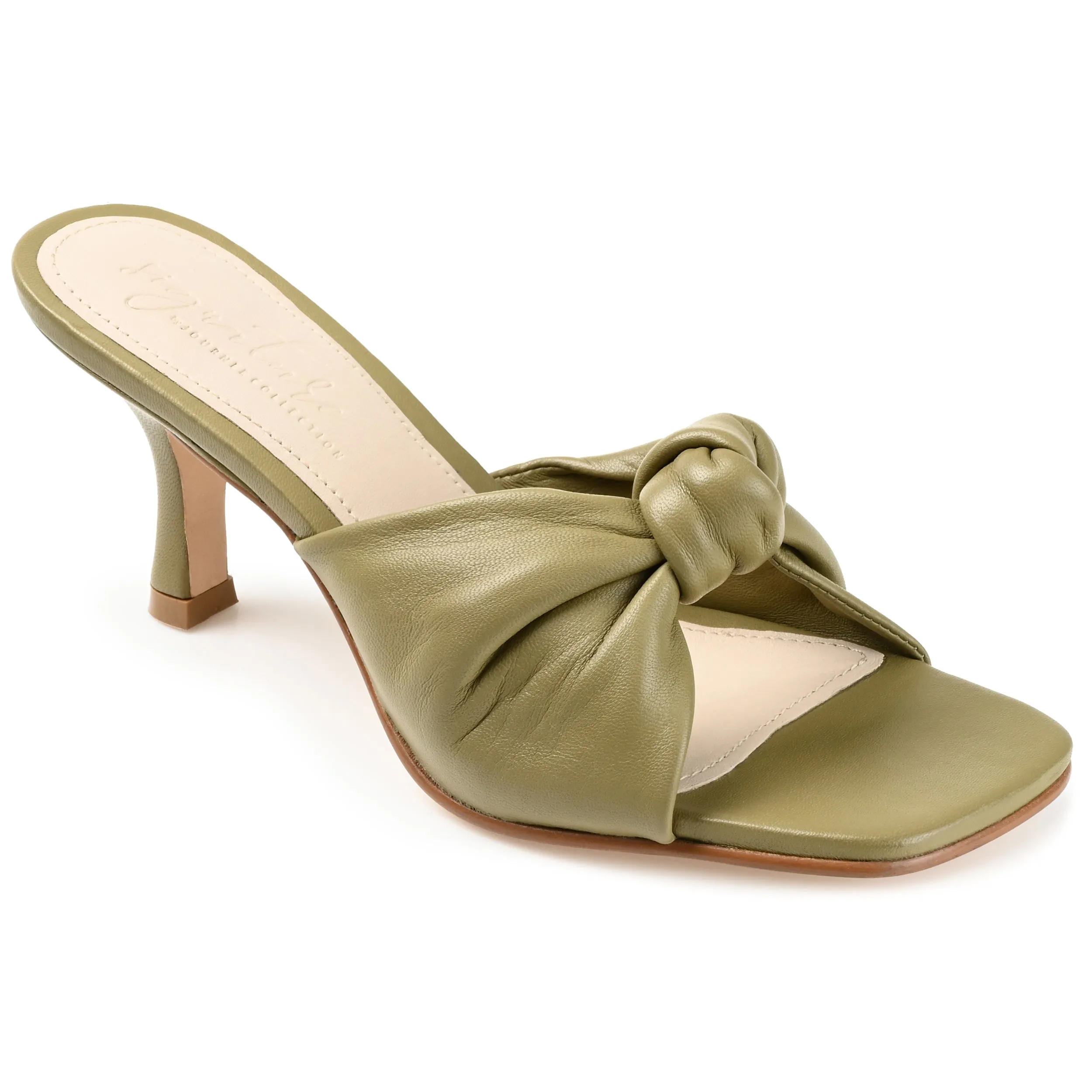 FINLEE STILETTO HEEL MULES IN LEATHER
