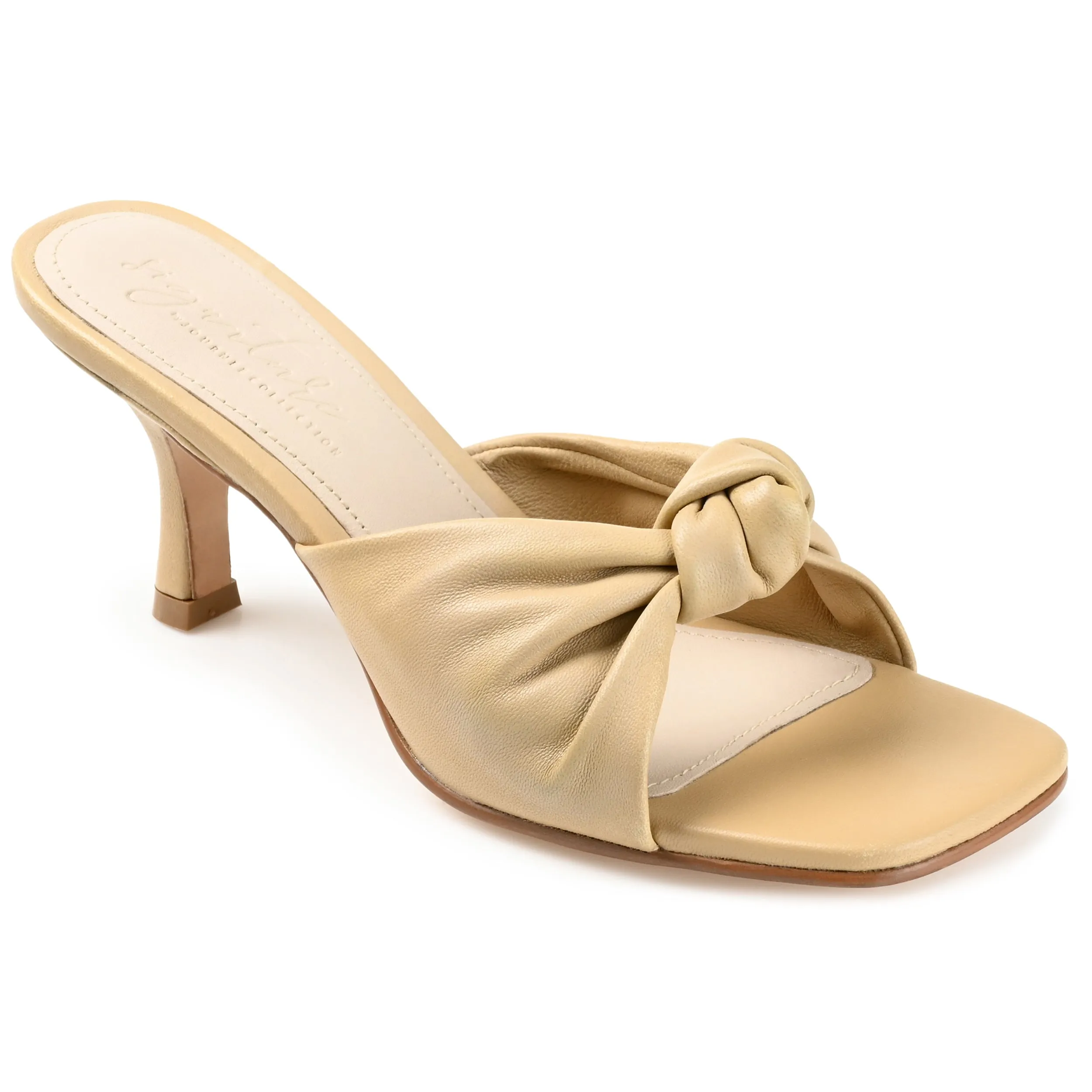FINLEE STILETTO HEEL MULES IN LEATHER