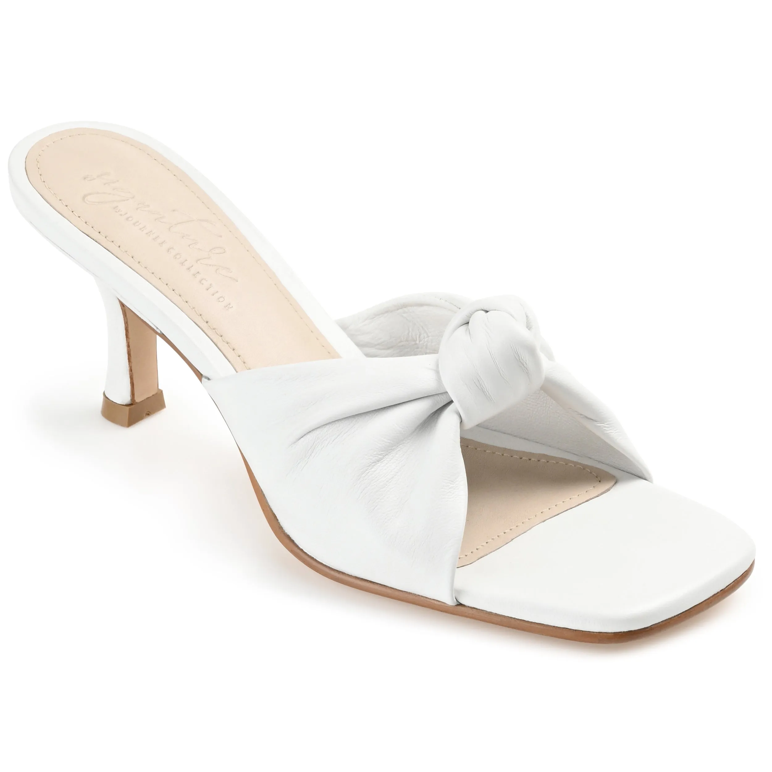 FINLEE STILETTO HEEL MULES IN LEATHER