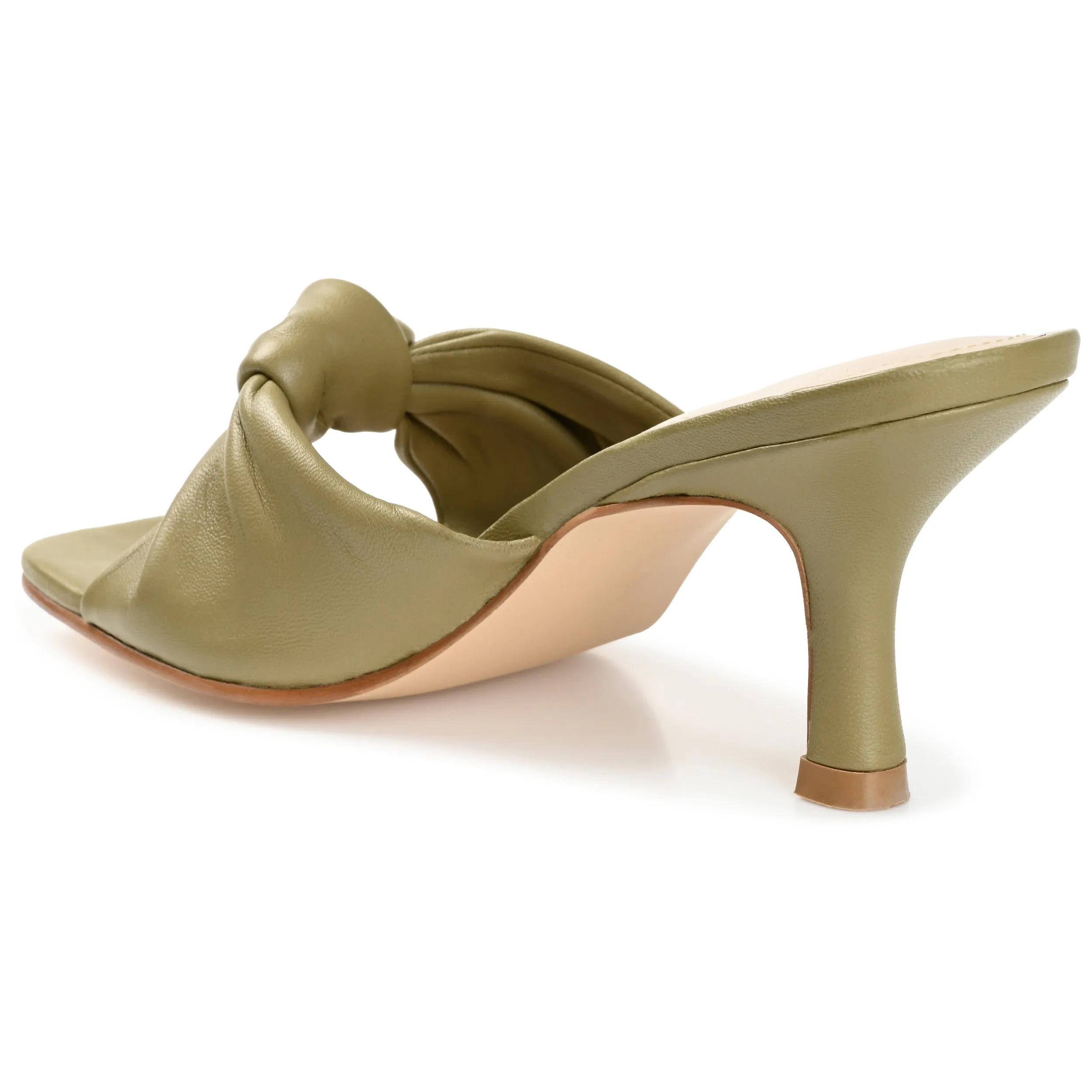 FINLEE STILETTO HEEL MULES IN LEATHER