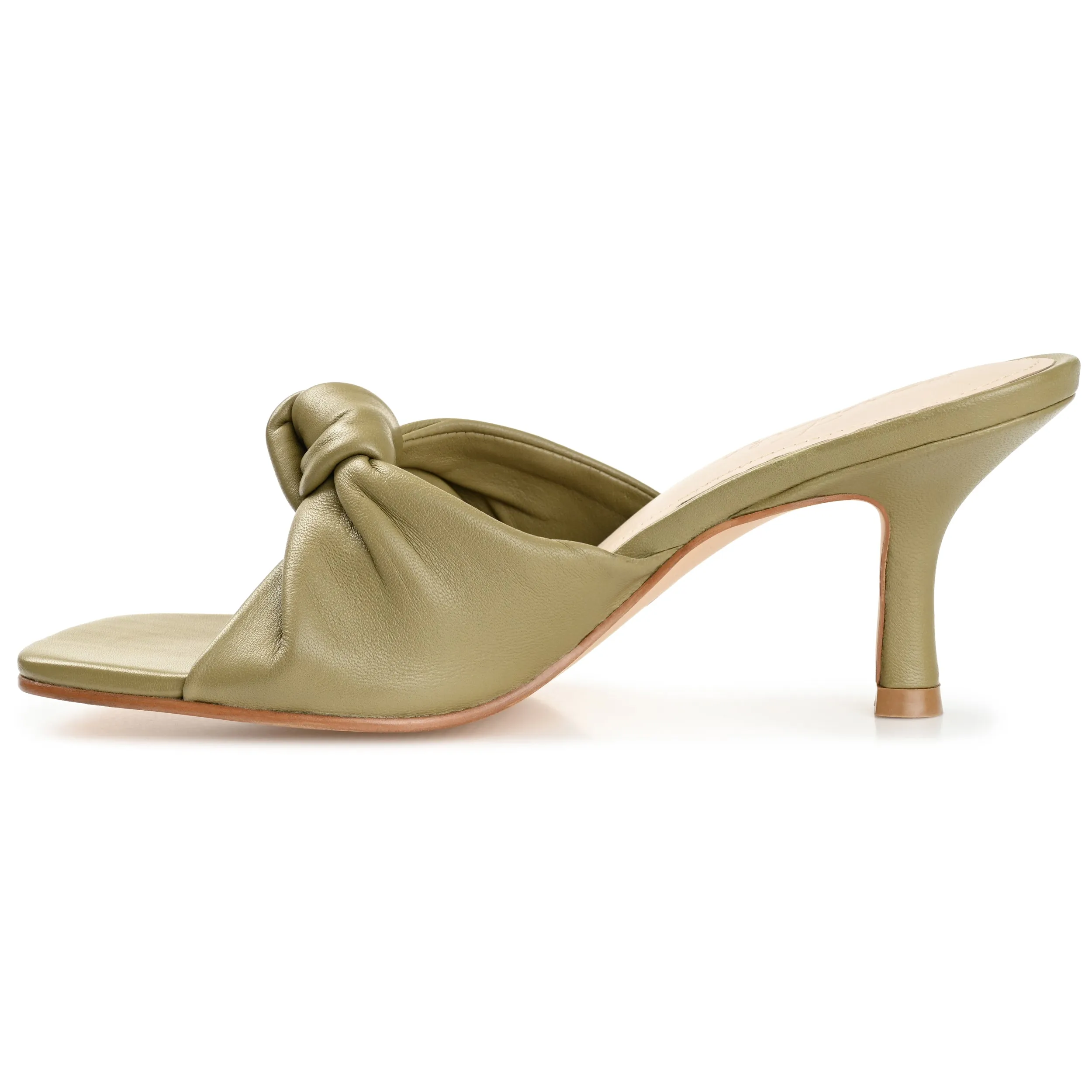 FINLEE STILETTO HEEL MULES IN LEATHER