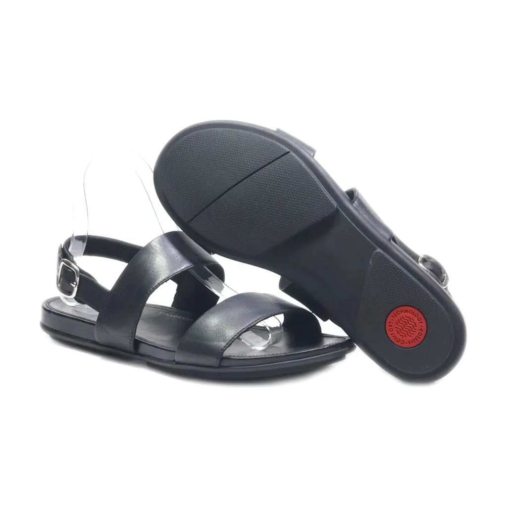 Fitflop Flat Sandals Leather Black Colour For Women