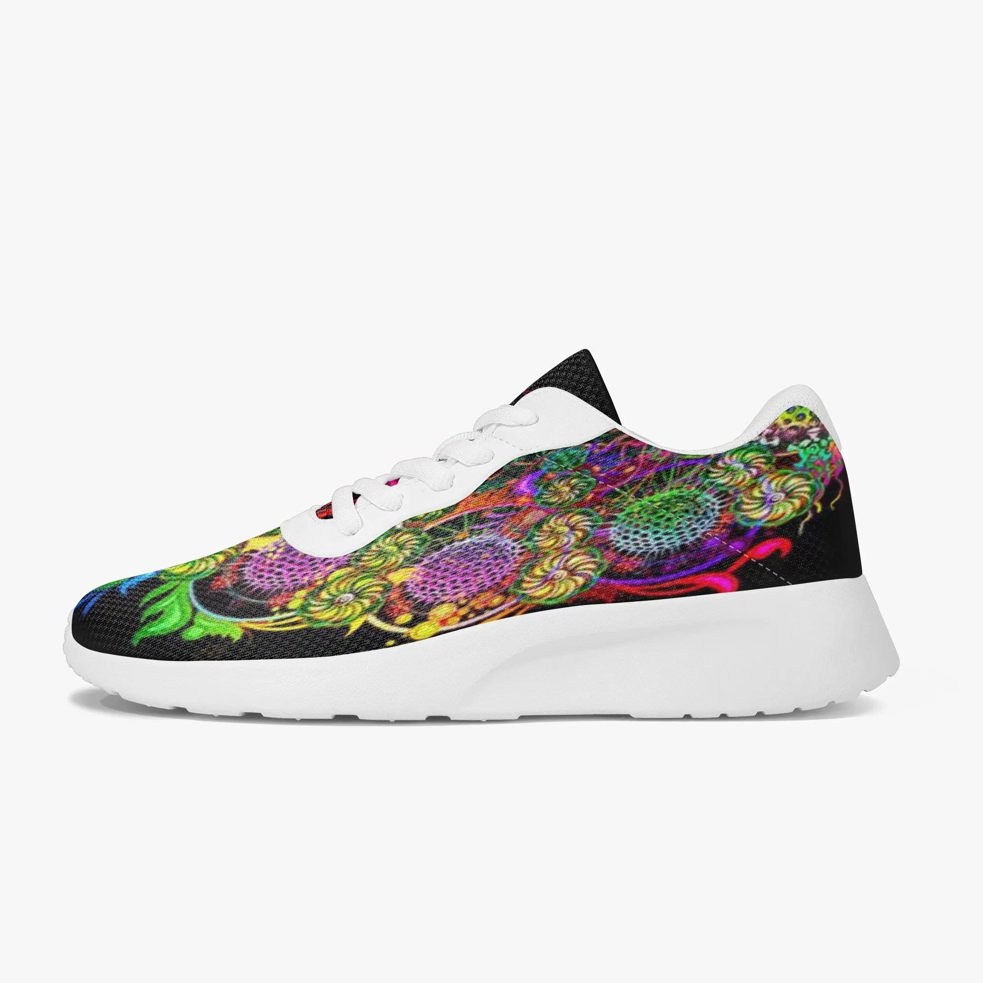 Floral Mesh Running Shoes - White Sole