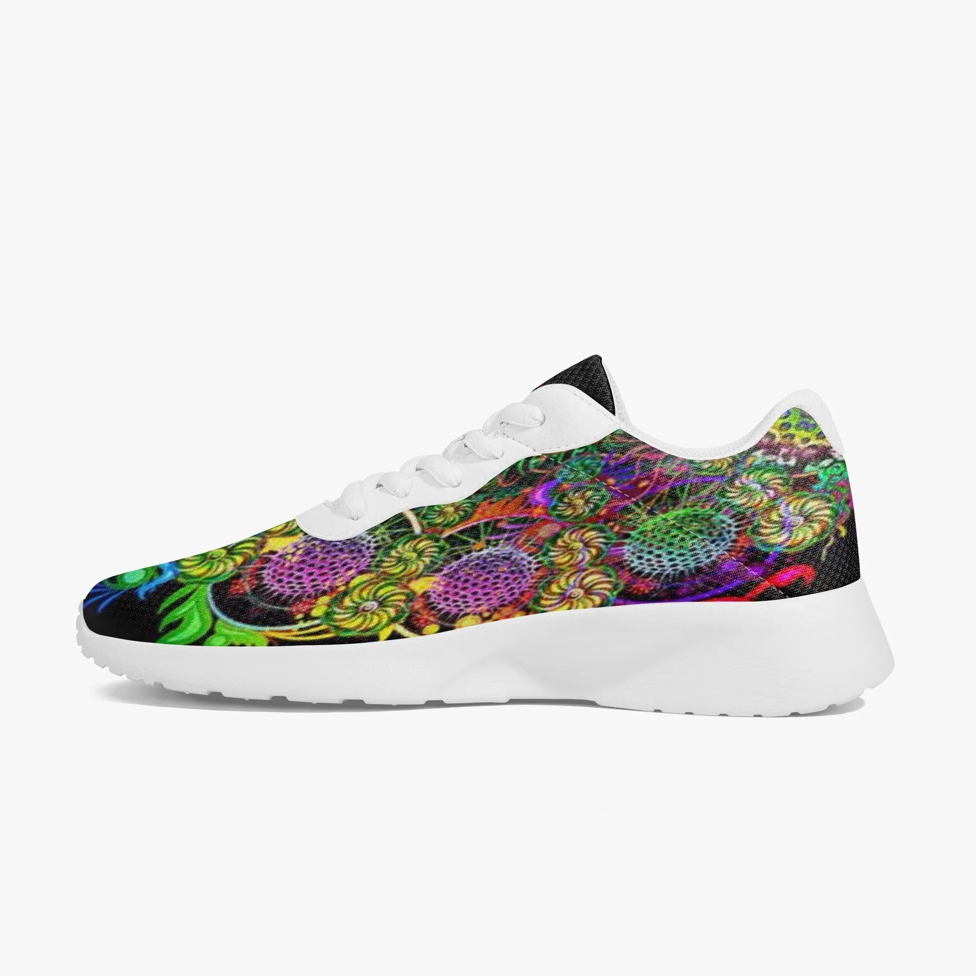 Floral Mesh Running Shoes - White Sole