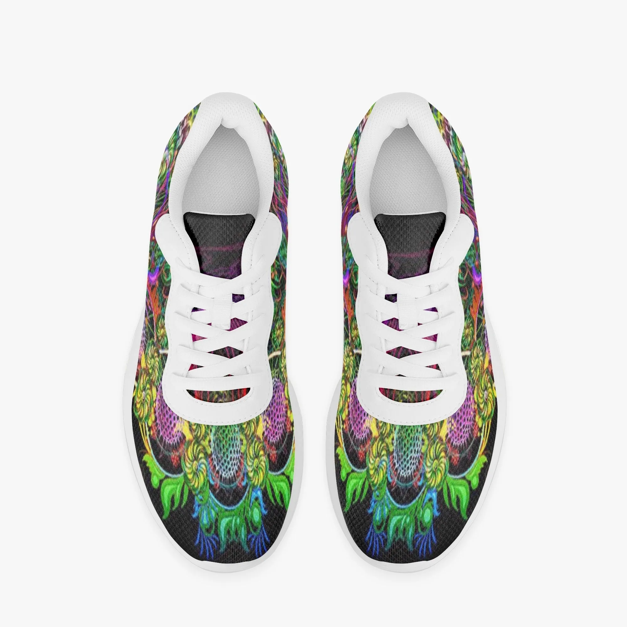 Floral Mesh Running Shoes - White Sole