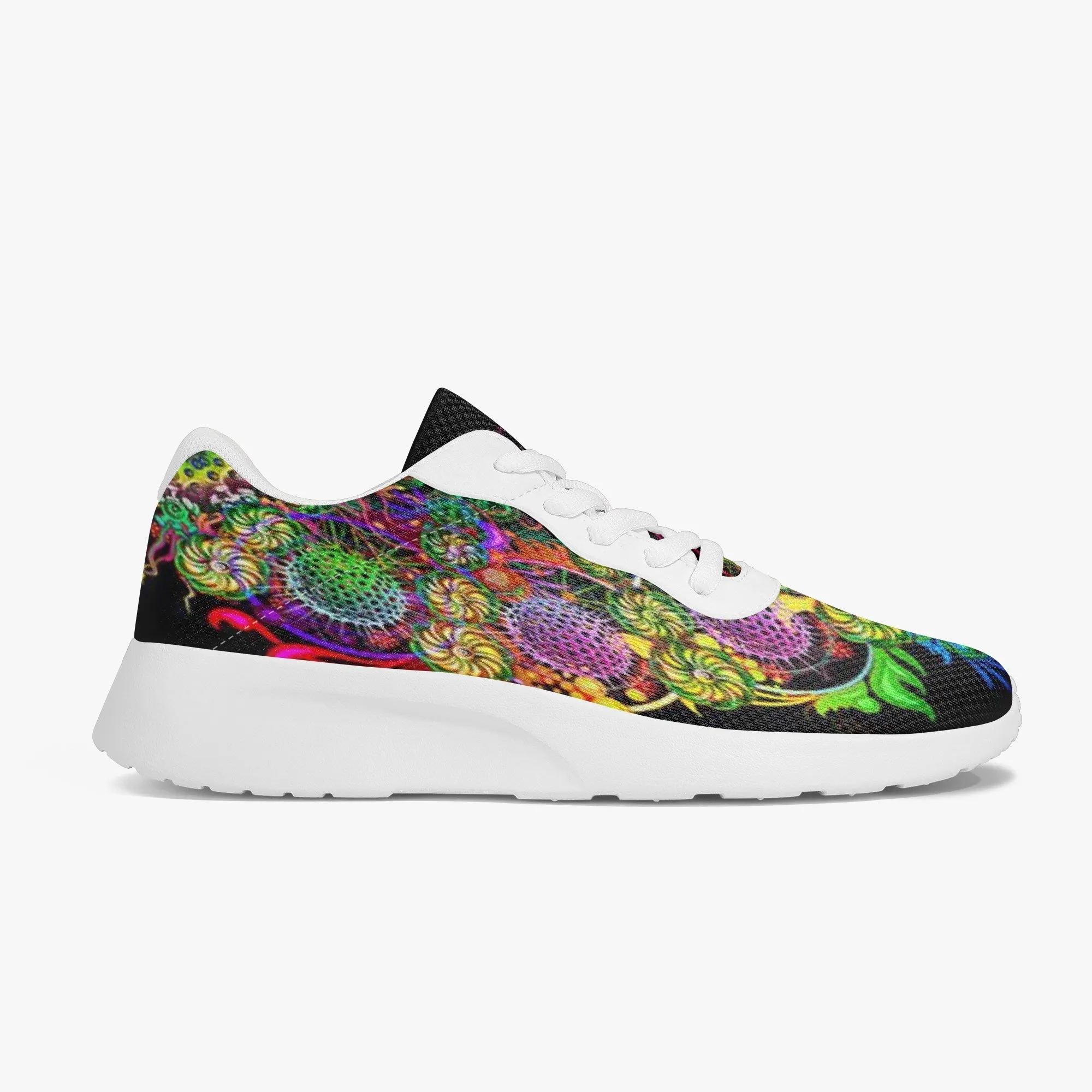 Floral Mesh Running Shoes - White Sole