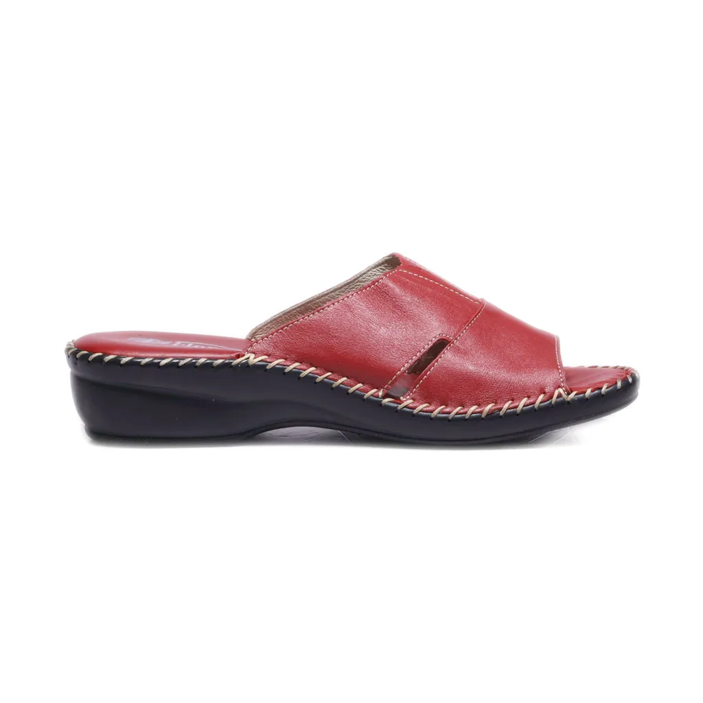 Florance Wedge Sandals Leather Red Colour For Women