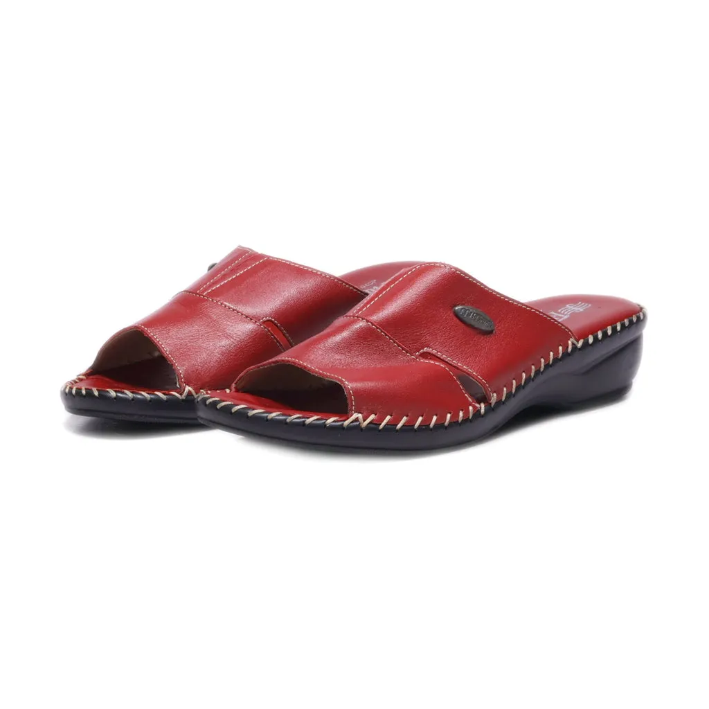 Florance Wedge Sandals Leather Red Colour For Women