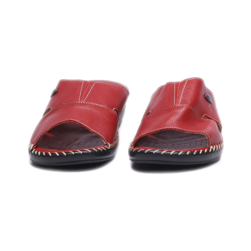 Florance Wedge Sandals Leather Red Colour For Women