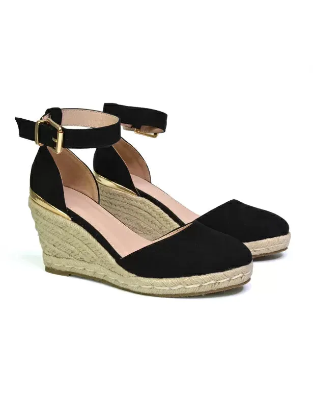 Forest Closed Toe Espadrilles With Sandal Wedge Heel in White