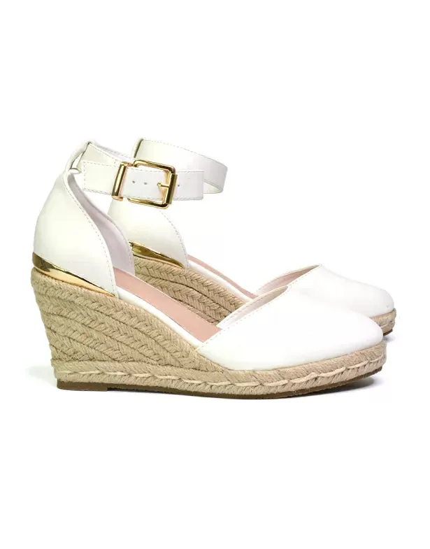 Forest Closed Toe Espadrilles With Sandal Wedge Heel in White