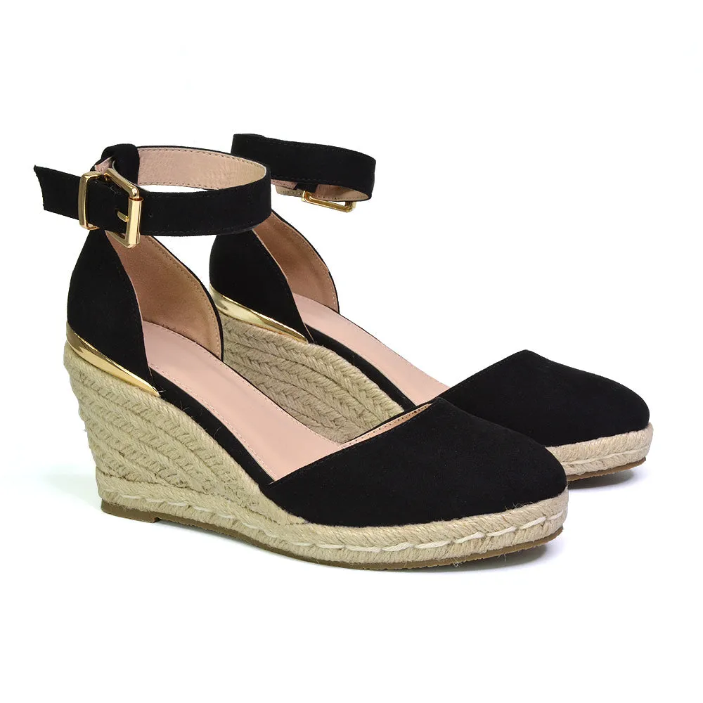 Forest Closed Toe Espadrilles With Sandal Wedge Heel in White