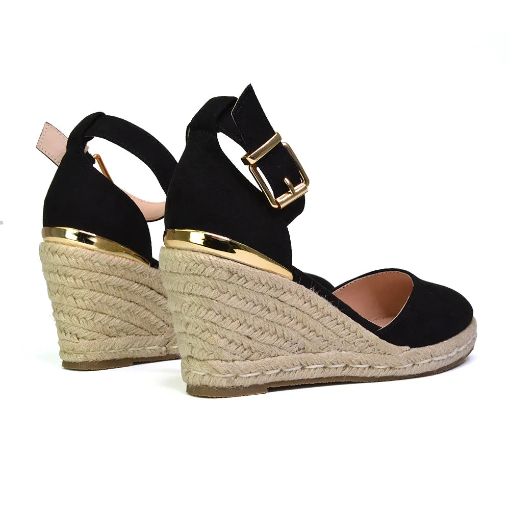 Forest Closed Toe Espadrilles With Sandal Wedge Heel in White