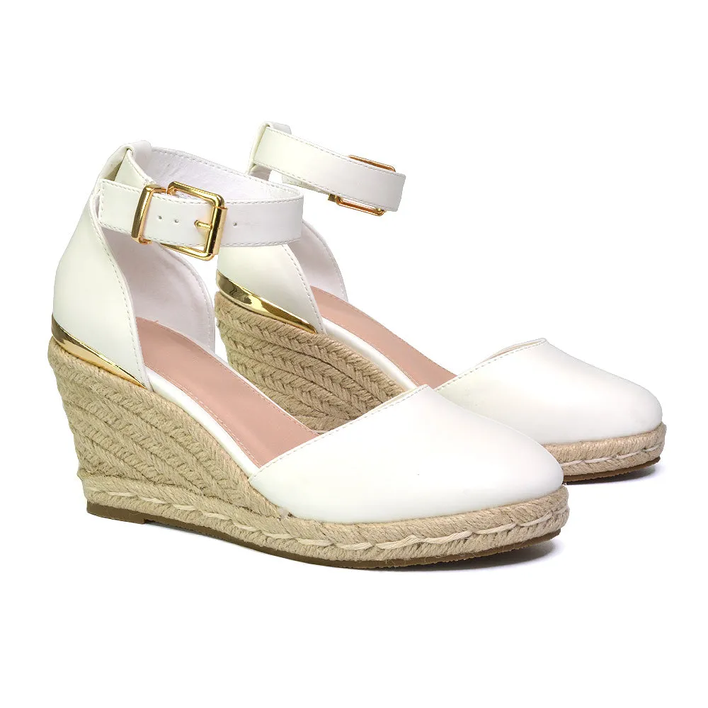 Forest Closed Toe Espadrilles With Sandal Wedge Heel in White