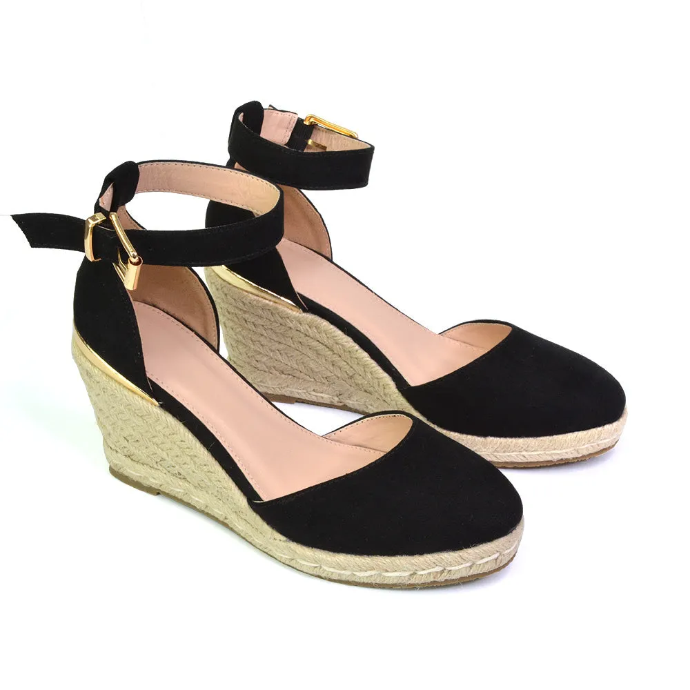 Forest Closed Toe Espadrilles With Sandal Wedge Heel in White