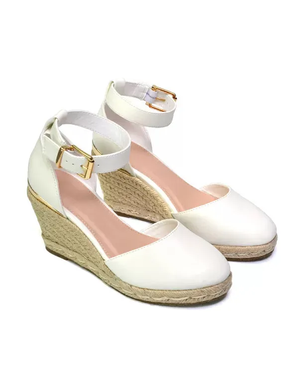 Forest Closed Toe Espadrilles With Sandal Wedge Heel in White